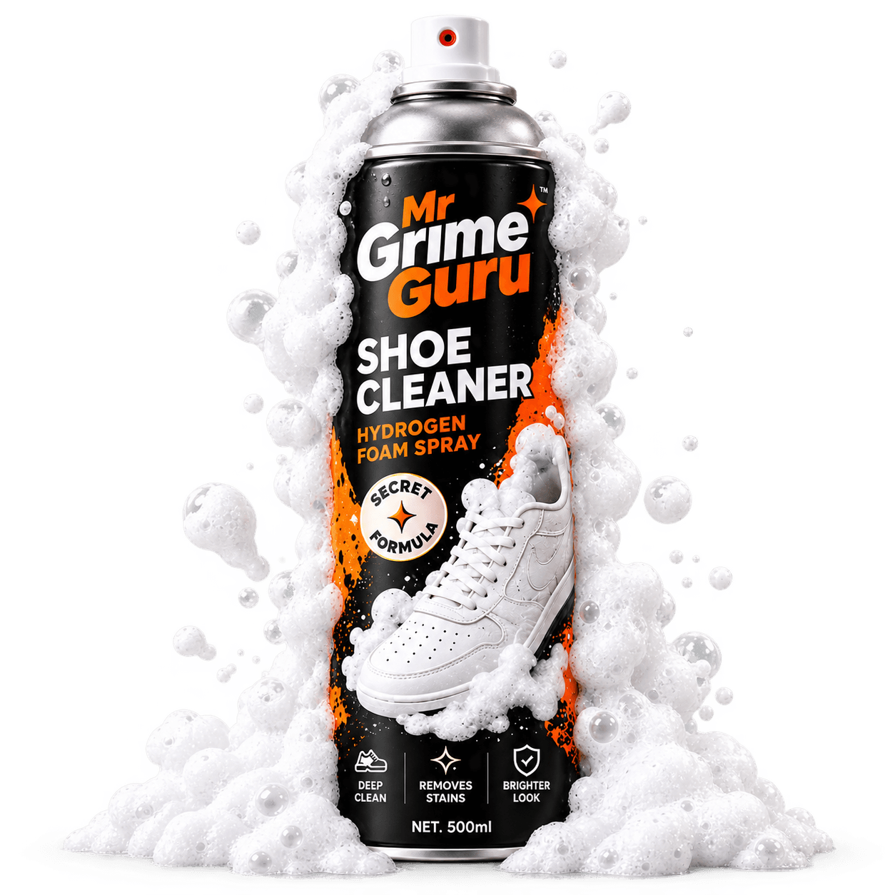 Shoe Cleaner surrounded by rich foam · 500 ml